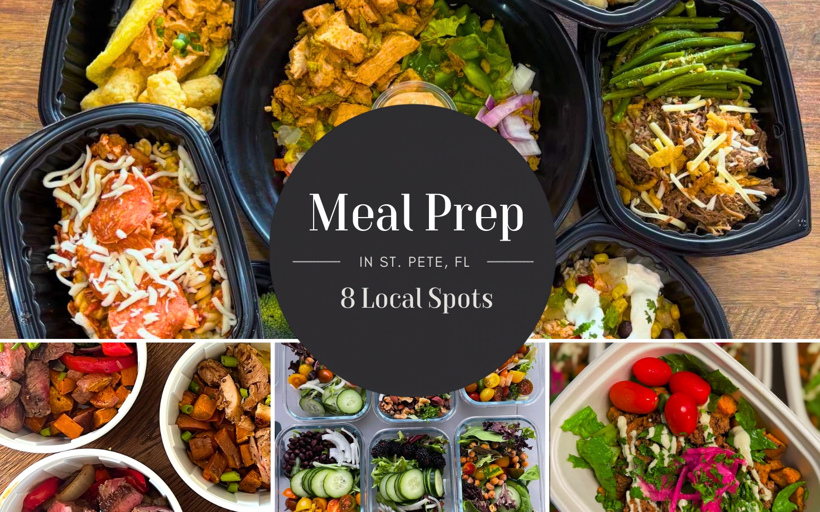 Healthy meal prep containers from a local St. Pete meal prep business