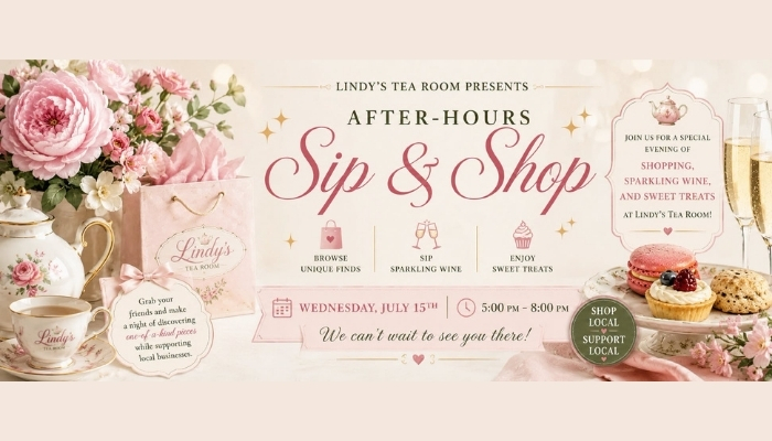 Lindy’s Tea Room Sip n Shop event in St. Petersburg Florida