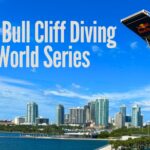 Red Bull Cliff Diving St. Pete World Series event graphic for St. Petersburg, Florida with the downtown St. Pete waterfront and diving platform