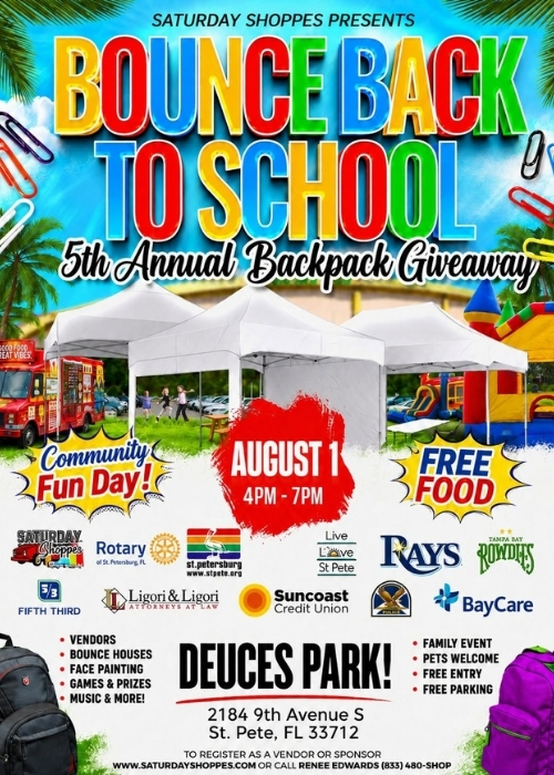 Bounce Back to School 5th Annual Backpack Giveaway event in St. Petersburg Florida
