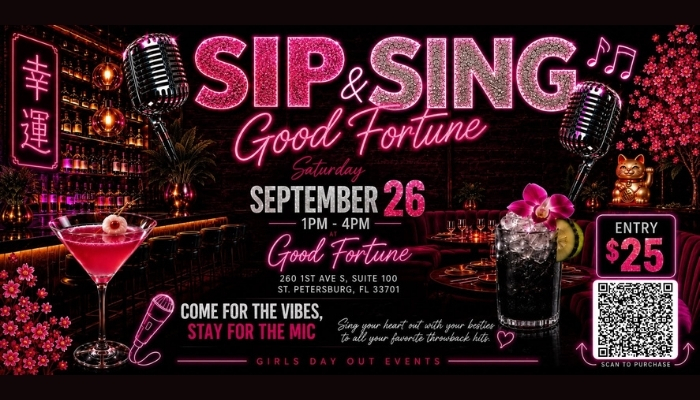 Sip and Sing event at Good Fortune St. Pete in St. Petersburg Florida