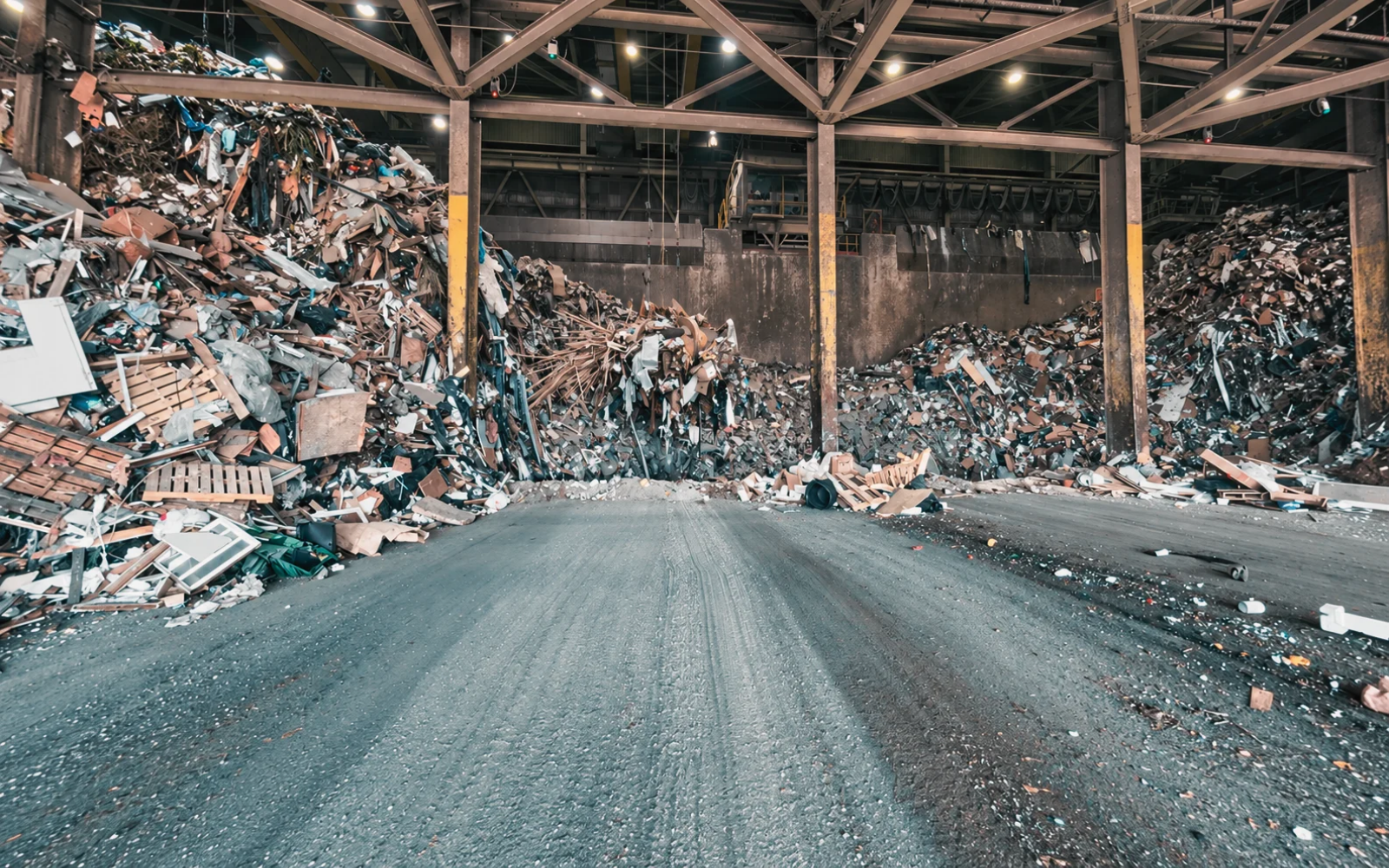 Piles of waste inside the Pinellas County Solid Waste Disposal Complex in St. Pete, home of the Pinellas County waste facility tour