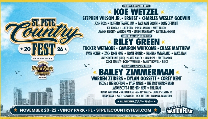 St. Pete Country Music Fest 2026 St. Pete Country Music Fest 2026 at Vinoy Park in St. Petersburg Florida
